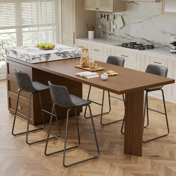 Aufeile 30" Counter Height Bar Stools Set of 2 – Modern Faux Leather Barstools with Back & Metal Legs, Kitchen Bar Chairs for Island, Dining Room, Gray