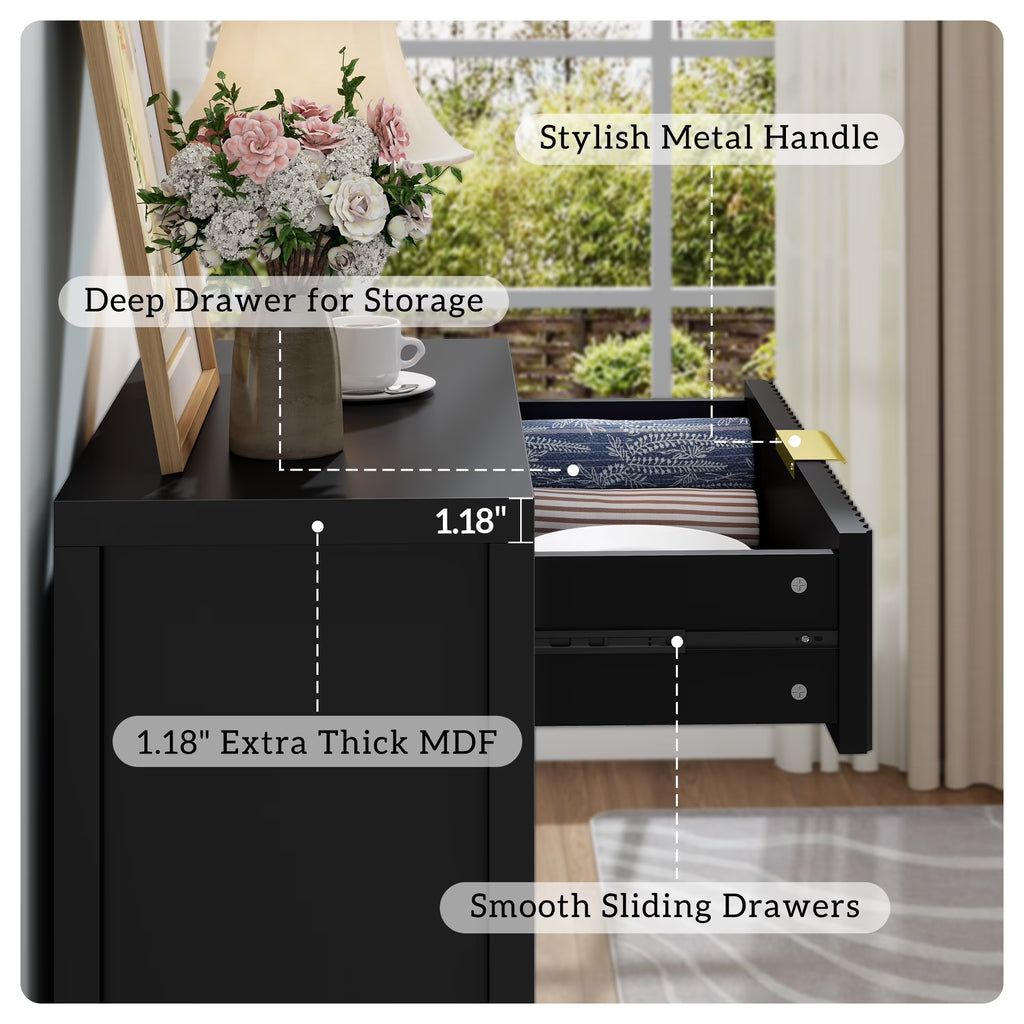 Aufeile Fluted Sideboard Cabinet with 1 Drawer