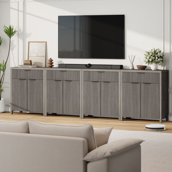 Aufeile Sideboard Buffet Cabinet with Drawer, Small Buffet Table with Adjustable Shelf, Modern Home Accent Furniture for Dining Living Room, Kitchen, Entryway, Gray Oak