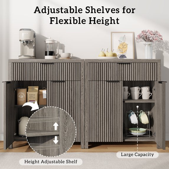 Aufeile Sideboard Buffet Cabinet with Drawer, Small Buffet Table with Adjustable Shelf, Modern Home Accent Furniture for Dining Living Room, Kitchen, Entryway, Gray Oak