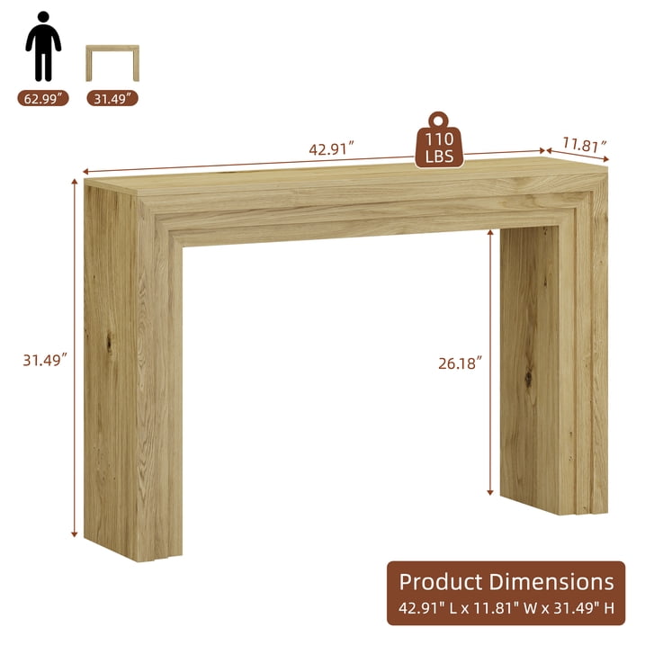 Aufeile 43" Console Table, Narrow Entryway Table with Storage, Modern Wood Accent Entry Sofa Table for Entrance, Hallway, Foyer, Living Room, Ideal for Home Decor, Natural Oak