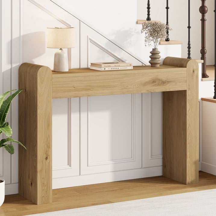Aufeile Console Table for Entryway, Farmhouse Sofa Table Behind the Couch, Wooden Narrow Entry Table for Living Room, Entrance, Hallway, Walnut