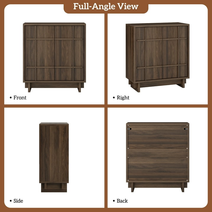 Aufeile Modern Sideboard, Buffet Cabinet with Adjustable Shelf, Farmhouse Accent Storage Cabinet for Kitchen, Living Room, Dining Room, Entryway, Walnut