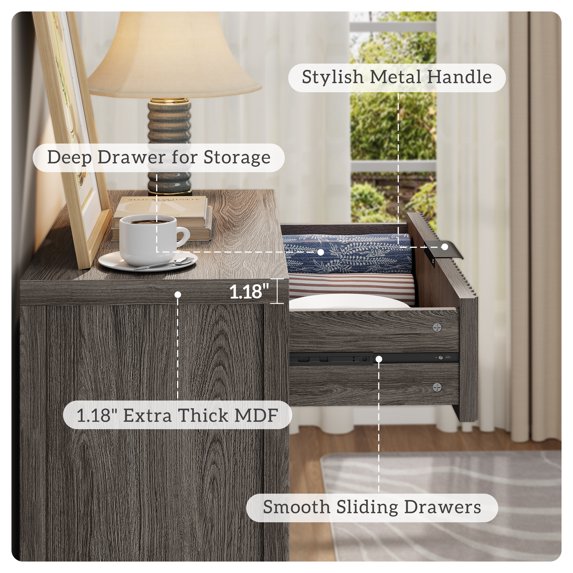Aufeile Sideboard Buffet Cabinet with Drawer, Small Buffet Table with Adjustable Shelf, Modern Home Accent Furniture for Dining Living Room, Kitchen, Entryway, Gray Oak