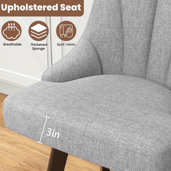 Aufeile Modern Swivel Bar Stools, 24" Counter Height Kitchen Island Chairs with Back, Fabric Upholstered Barstools, Light Gray Set of 2