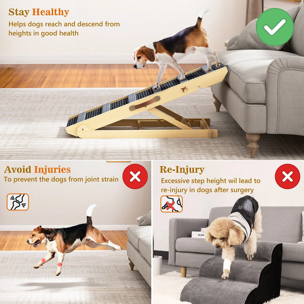 Aufeile Wooden Pet Ramp for Dogs & Cats with Non-Slip Carpet