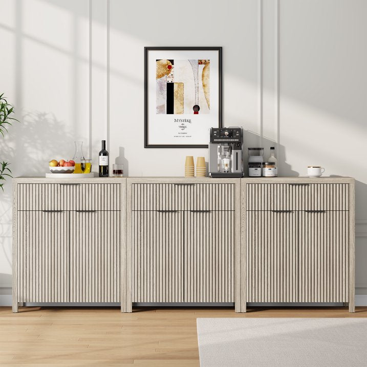 Aufeile Sideboard Buffet Cabinet with Drawer, Small Buffet Table with Adjustable Shelf, Modern Home Accent Furniture for Dining Living Room, Kitchen, Entryway, White Oak
