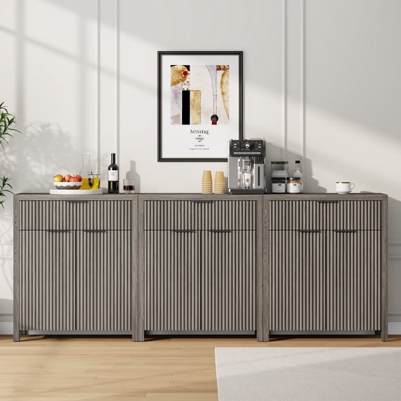Aufeile Sideboard Buffet Cabinet with Drawer, Small Buffet Table with Adjustable Shelf, Modern Home Accent Furniture for Dining Living Room, Kitchen, Entryway, Gray Oak