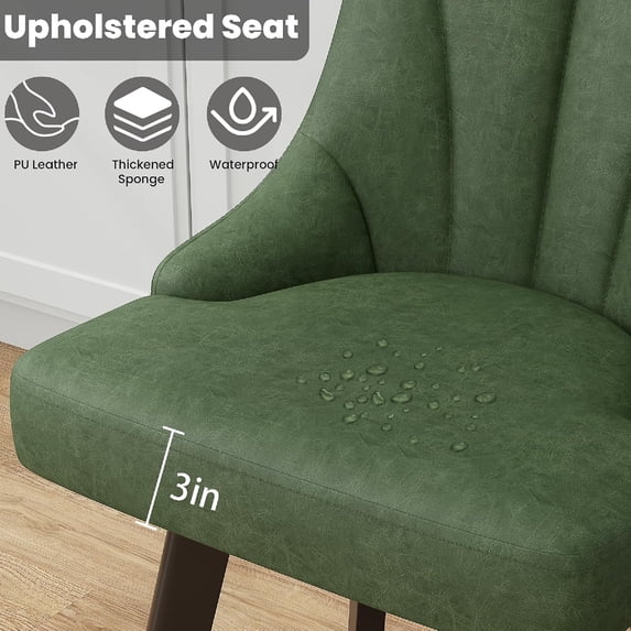 Aufeile Modern Swivel Bar Stools, 24" Counter Height Kitchen Island Chairs with Back, PU Leather Upholstered Barstools, Green Set of 4
