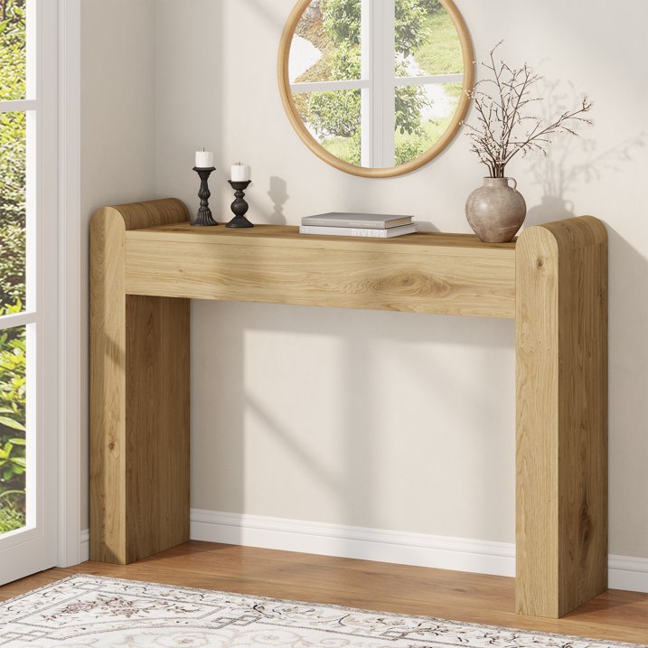 Aufeile Console Table for Entryway, Farmhouse Sofa Table Behind the Couch, Wooden Narrow Entry Table for Living Room, Entrance, Hallway, Walnut