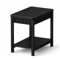 Aufeile 11.8" Narrow End Table, Modern Side Table for Small Spaces, 2-Tier Slim Nightstand with Open Storage Shelf, Bedside Table for Living Room Bedroom Sofa, Black
