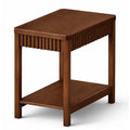Aufeile 11.8" Narrow End Table, Modern Side Table for Small Spaces, 2-Tier Slim Nightstand with Open Storage Shelf, Bedside Table for Living Room Bedroom Sofa, Walnut