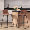 Aufeile 26" Counter Height Bar Stools Set of 2 – Modern Faux Leather Barstools with Back & Metal Legs, Kitchen Bar Chairs for Island, Dining Room, Dark Brown
