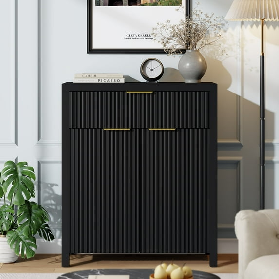 Aufeile 28" Sideboard Buffet Cabinet with Adjustable Shelves & Drawer, Small Accent Cabinet for Entryway, Storage Cabinet for Kitchen Dining Living Room, Black