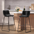 Aufeile 30" Counter Height Bar Stools Set of 2 – Modern Faux Leather Barstools with Back & Metal Legs, Kitchen Bar Chairs for Island, Dining Room, Black