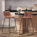 Aufeile 30" Counter Height Bar Stools Set of 2 – Modern Faux Leather Barstools with Back & Metal Legs, Kitchen Bar Chairs for Island, Dining Room, Dark Brown