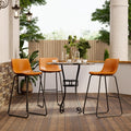 Aufeile 30" Counter Height Bar Stools Set of 3 – Modern Faux Leather Barstools with Back & Metal Legs, Kitchen Bar Chairs for Island, Dining Room, Whiskey Brown