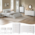Aufeile 4 Piece Boho Dresser Set for Bedroom, 6 Drawer Dresser, 5 Drawer Tall Dresser & 2 Nightstands with & USB Charging, Fluted Wood Bedroom Furniture Set, White