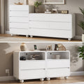 Aufeile 4 Piece Curved Dresser and Nightstand Set for Bedroom, 6 Drawer Dresser, Tall 5 Drawer Chest & 2 Nightstands with Charging Station, Modern Curved Profile Bedroom Furniture Set, White