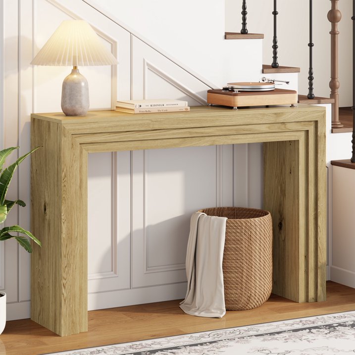 Aufeile 43" Console Table, Narrow Entryway Table with Storage, Modern Wood Accent Entry Sofa Table for Entrance, Hallway, Foyer, Living Room, Ideal for Home Decor, Natural Oak