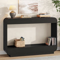 Aufeile 43" Console Table, Curved Entryway Table with Storage, 2-Tier Wood Sofa Table Behind the Couch, Narrow Entry Table for Hallway Foyer Entrance, Black