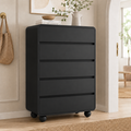 Aufeile 5 Drawer Dresser for Bedroom, 41" Tall Wood Chest of Drawers with Curved Design, Modern Vertical Storage Cabinet for Bedroom, Living Room & Entryway, Black