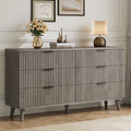 Aufeile 6 Drawer Dresser for Bedroom, 53" Wood Dresser & Chest of Drawers with Fluted Design, Bedroom Dressers for Adults & Dresser Organizer, Long Dresser with Storage, Dark Gray Oak