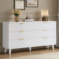Aufeile Dresser for Bedroom, 53" 6 Drawer Dresser & Chest of Drawers with Fluted Design, Wood Dresser for Adults, Long Bedroom Dresser & Storage Organizer, White