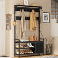 Aufeile 6-in-1 Hall Tree with Bench, Wide Entryway Bench with Shoe Storage, 24 Hooks, 2 Drawers, Hanging Rod & Shelf, Heavy Duty Coat Rack for Hallway, Living Room, Black