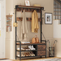 Aufeile 6-in-1 Hall Tree with Bench, Wide Entryway Bench with Shoe Storage, 24 Hooks, 2 Drawers, Hanging Rod & Shelf, Heavy Duty Coat Rack for Hallway, Living Room, Rustic Brown