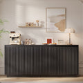 Aufeile 62" Long Sideboard Buffet Cabinet, Fluted Storage Cabinet with Adjustable Shelves for Kitchen Dining Living Room, Black