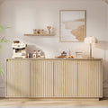 Aufeile 62" Long Sideboard Buffet Cabinet, Fluted Storage Cabinet with Adjustable Shelves for Kitchen Dining Living Room, Natural