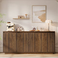 Aufeile 62" Long Sideboard Buffet Cabinet, Fluted Storage Cabinet with Adjustable Shelves for Kitchen Dining Living Room, Walnut