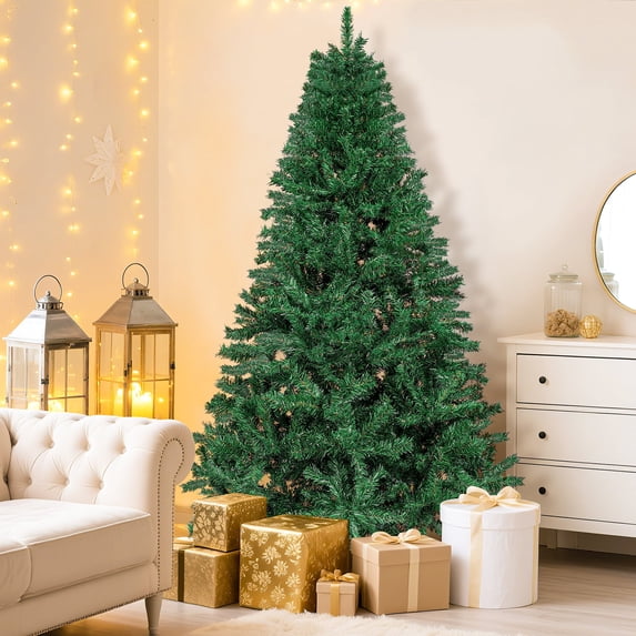 Aufeile 6FT Artificial Christmas Tree, Unlit Faux Spruce Tree with 800 Branch Tips, Folding Metal Stand, Indoor Outdoor Holiday Home Decor