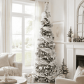 Aufeile 6FT Pop Up Christmas Tree Decoration, Collapsible Artificial Prelit Xmas Tree with Ornaments, Pre Decorated with 150 Warm Lights, Xmas Ball, Flowers & Bows for Holiday Decor