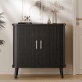 Aufeile Buffet Sideboard Cabinet, Modern Storage Cabinet with Sliding Doors and Adjustable Shelf for Kitchen, Dining Living Room, Entryway, Black