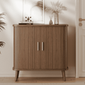 Aufeile Buffet Sideboard Cabinet, Modern Storage Cabinet with Sliding Doors and Adjustable Shelf for Kitchen, Dining Living Room, Entryway, Walnut