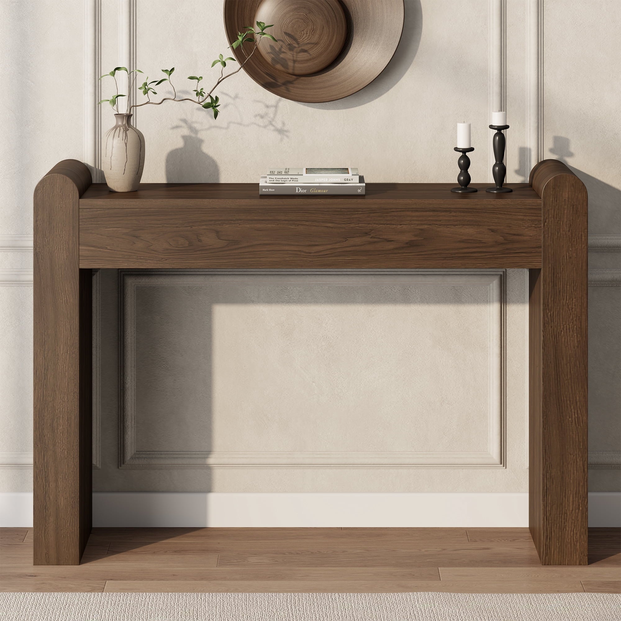 Aufeile Console Table for Entryway, Farmhouse Sofa Table Behind the Couch, Wooden Narrow Entry Table for Living Room, Entrance, Hallway, Natural Oak