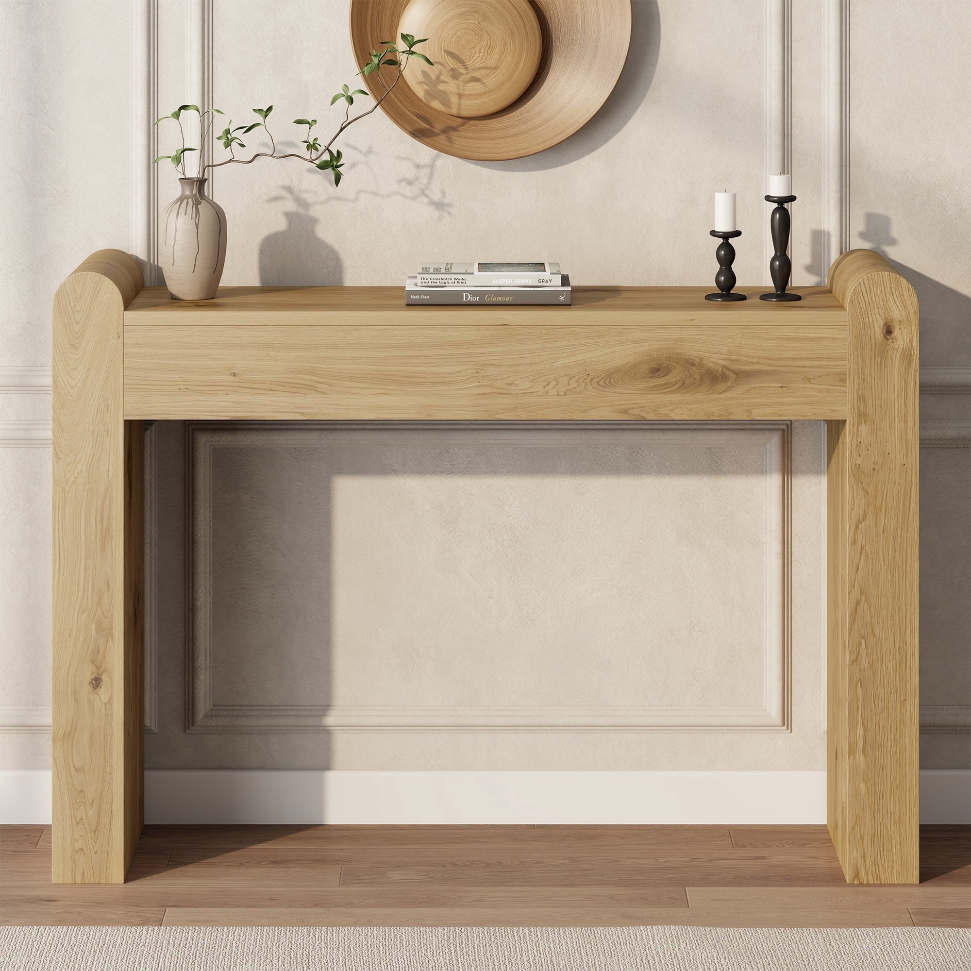 Aufeile Console Table for Entryway, Farmhouse Sofa Table Behind the Couch, Wooden Narrow Entry Table for Living Room, Entrance, Hallway, Natural Oak