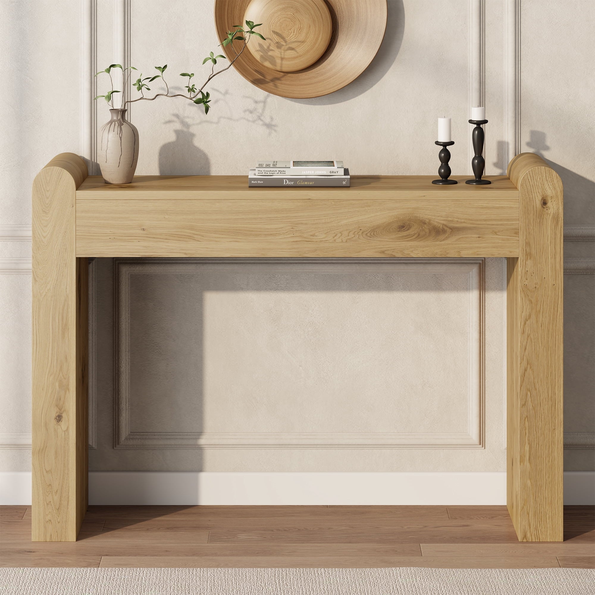 Aufeile Console Table for Entryway, Farmhouse Sofa Table Behind the Couch, Wooden Narrow Entry Table for Living Room, Entrance, Hallway, Walnut