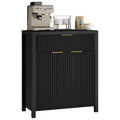 Aufeile Fluted Sideboard and Buffet, Accent Storage Cabinet with Adjustable Shelf for Dining room, Kitchen, Living room, Black