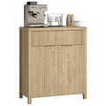 Aufeile Fluted Sideboard and Buffet, Accent Storage Cabinet with Adjustable Shelf for Dining room, Kitchen, Living room, Natural Oak