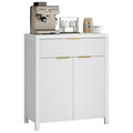 Aufeile Fluted Sideboard and Buffet, Accent Storage Cabinet with Adjustable Shelf for Dining room, Kitchen, Living room, White