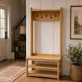 Aufeile Hall Tree with Bench and Shoe Storage, 70.8" Tall Entryway Bench and Coat Rack with 5 Hooks, Wooden Entry Hall Tree for Mudroom, Hallway, Natural Oak