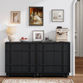 Aufeile Modern Sideboard, 30" Buffet Cabinet with Adjustable Shelf, Farmhouse Accent Storage Cabinet for Kitchen, Living Room, Dining Room, Entryway, Black Set of 2