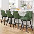 Aufeile Modern Swivel Bar Stools, 24" Counter Height Kitchen Island Chairs with Back, PU Leather Upholstered Barstools, Green Set of 4
