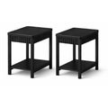 Aufeile Narrow End Tables Set of 2, 11.8" Side Tables for Small Spaces, 2-Tier Slim Nightstands with Open Storage Shelf, Fluted Bedside Tables for Living Room Bedroom Sofa, Black