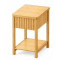 Aufeile Narrow Nightstand for Bedroom with Charging Station, Slim Fluted Nightstand with Drawer & Open Shelf, Small Wood Bedside Table for Small Spaces, Bedroom Side Table, Natural
