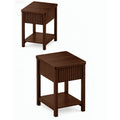 Aufeile Narrow Nightstands for Bedroom Set of 2 with Charging Station, Slim Fluted Night Stands with Drawer & Open Shelf, Small Wood Bedside Tables for Small Spaces, Walnut