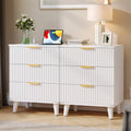 Aufeile Nightstand Set of 2 for Bedroom, Modern Fluted Nightstands with Charging Station, 3 Drawer Wood Bedside Table & End Tables for Bedroom, Living Room, White